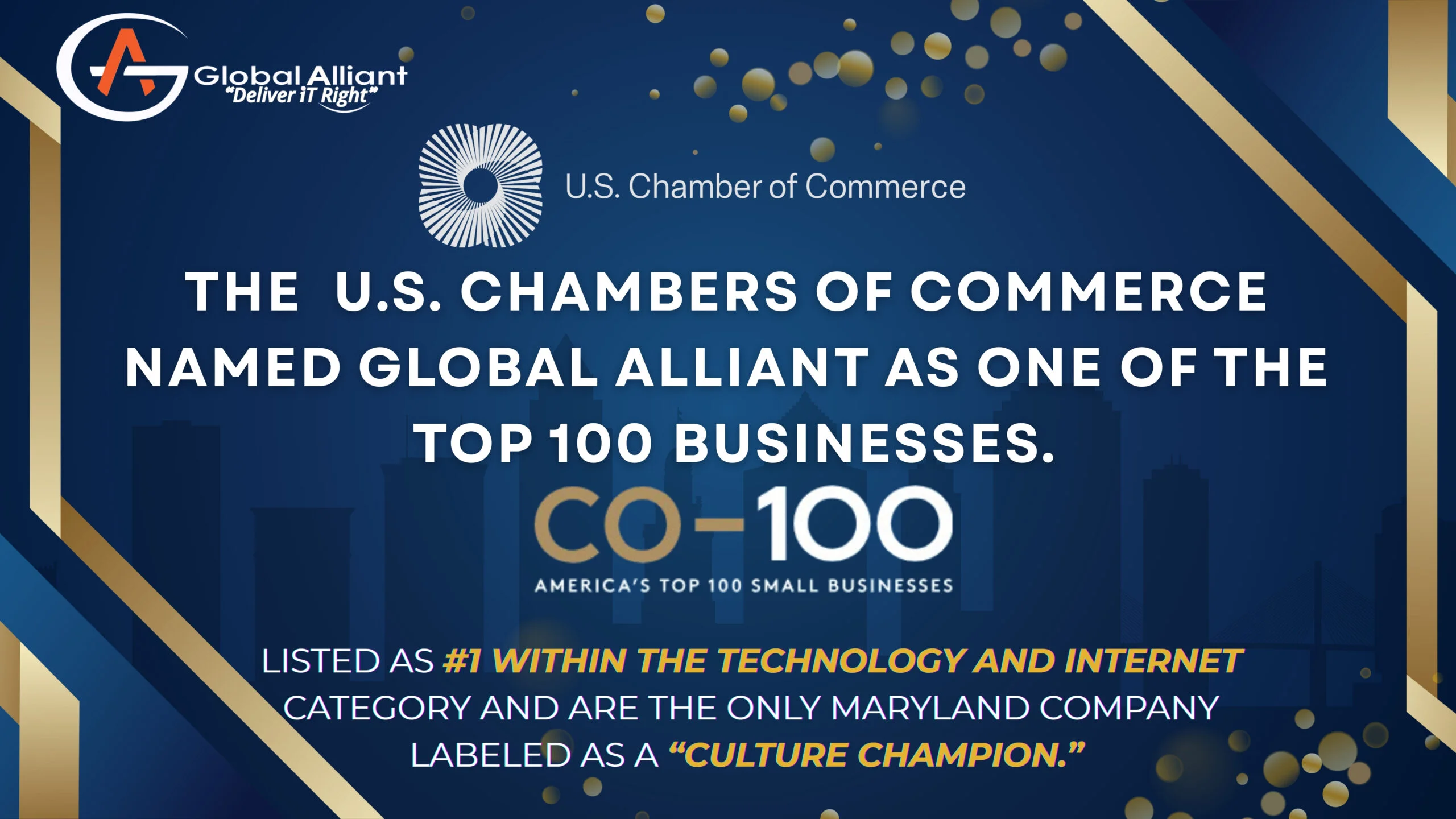 The U.S. Chambers of Commerce Named Global Alliant as One of America’s Top 100 Small Businesses